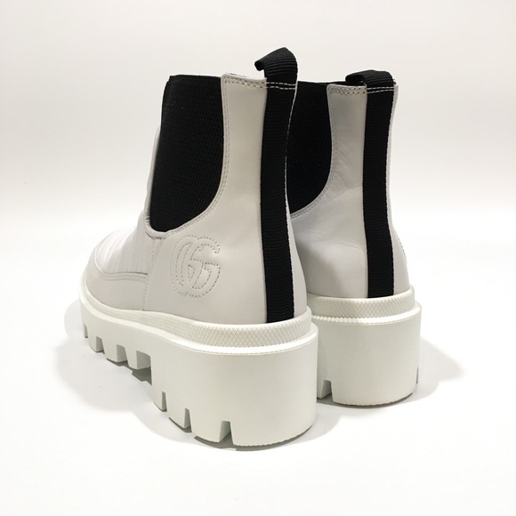 GUCCI Women's Matelassé Chelsea Ankle Boots -White Leather -US 7 -NEW - Picture 6 of 8